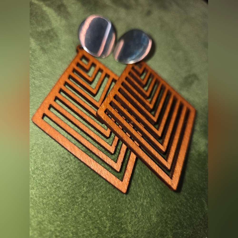 Geometric Brown Earrings